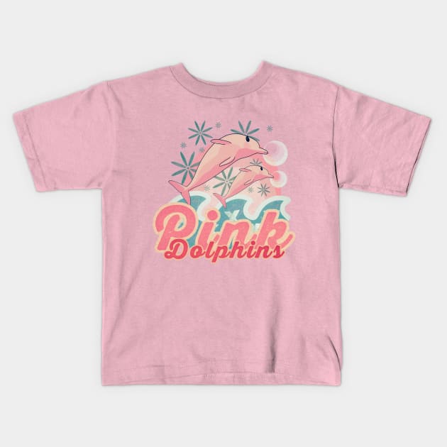 Pink dolphins Kids T-Shirt by Mimie20